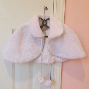 Flower Girl White Fur Shawl Wraps.
